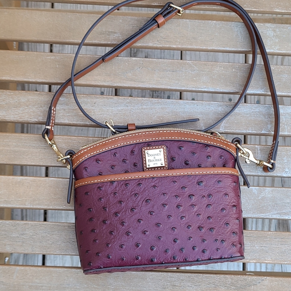 Dooney and Bourke Ostrich Domed Crossbody Purse